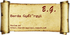 Berda Györgyi névjegykártya
